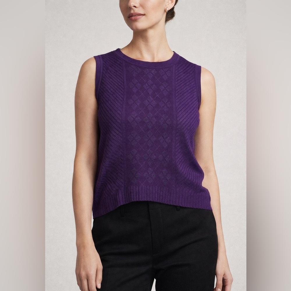 St. John Purple Knit Sleeveless Sweater Vest Sz Medium